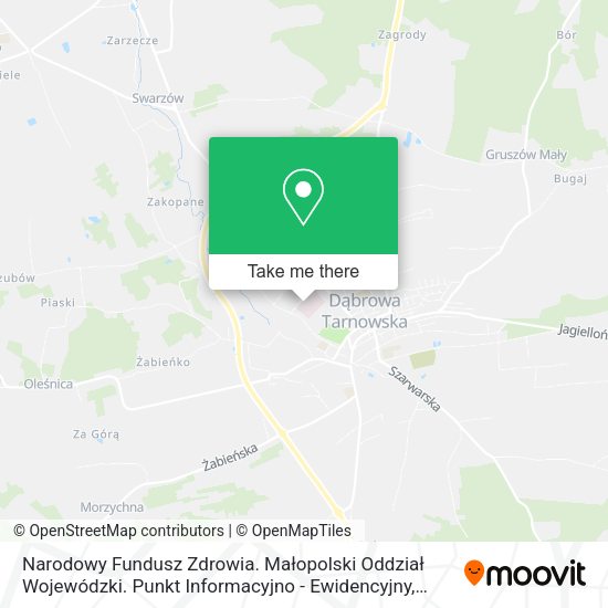 Narodowy Fundusz Zdrowia. Małopolski Oddział Wojewódzki. Punkt Informacyjno - Ewidencyjny map