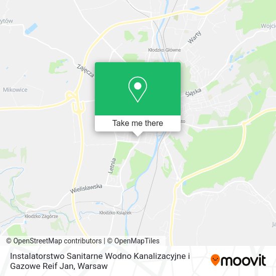 Instalatorstwo Sanitarne Wodno Kanalizacyjne i Gazowe Reif Jan map