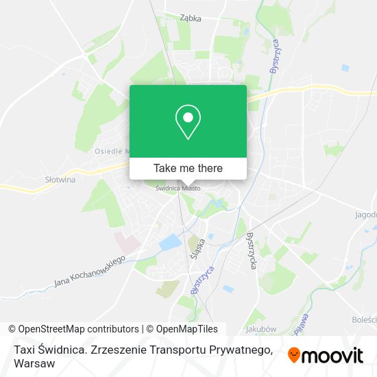 Карта Taxi Świdnica. Zrzeszenie Transportu Prywatnego