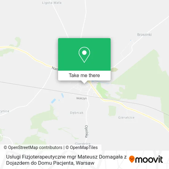 Карта Usługi Fizjoterapeutyczne mgr Mateusz Domagała z Dojazdem do Domu Pacjenta
