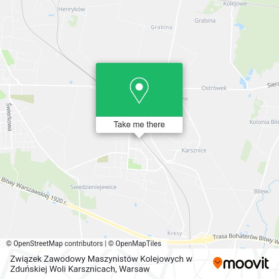 Związek Zawodowy Maszynistów Kolejowych w Zduńskiej Woli Karsznicach map