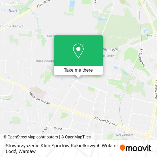 Карта Stowarzyszenie Klub Sportów Rakietkowych Wolant-Łódź