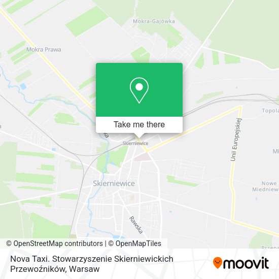 Карта Nova Taxi. Stowarzyszenie Skierniewickich Przewoźników