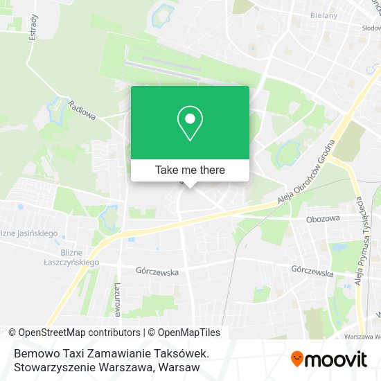 Карта Bemowo Taxi Zamawianie Taksówek. Stowarzyszenie Warszawa