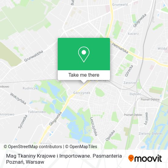 Карта Mag Tkaniny Krajowe i Importowane. Pasmanteria Poznań