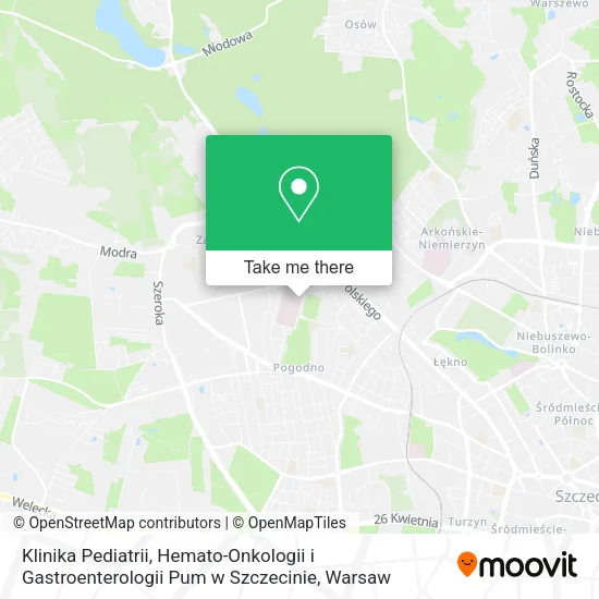 Klinika Pediatrii, Hemato-Onkologii i Gastroenterologii Pum w Szczecinie map