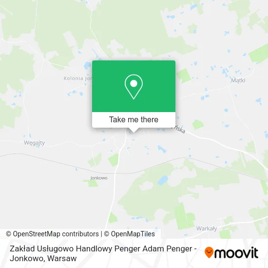 Карта Zakład Usługowo Handlowy Penger Adam Penger - Jonkowo