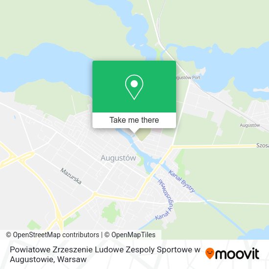 Powiatowe Zrzeszenie Ludowe Zespoly Sportowe w Augustowie map