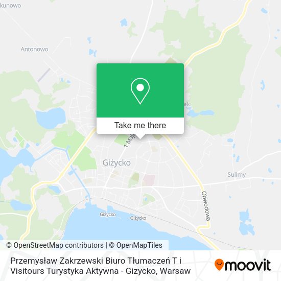 Przemysław Zakrzewski Biuro Tłumaczeń T i Visitours Turystyka Aktywna - Gizycko map