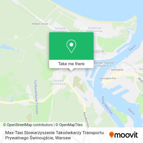 Карта Max-Taxi Stowarzyszenie Taksówkarzy Transportu Prywatnego Świnoujście