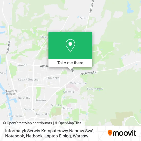 Карта Informatyk Serwis Komputerowy Napraw Swój Notebook, Netbook, Laptop Elbląg