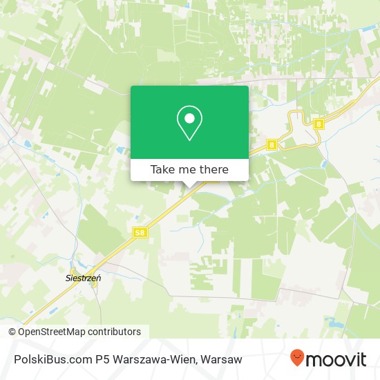 PolskiBus.com P5 Warszawa-Wien map