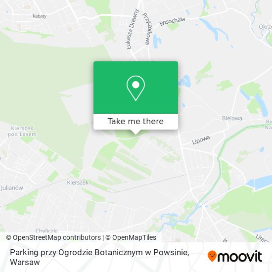 Parking przy Ogrodzie Botanicznym w Powsinie map