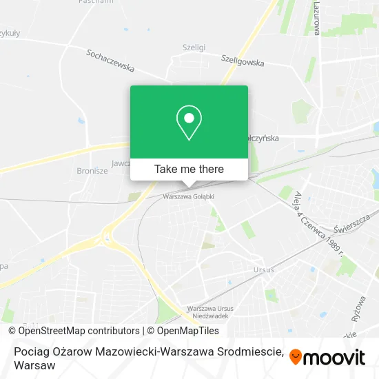 Pociag Ożarow Mazowiecki-Warszawa Srodmiescie map