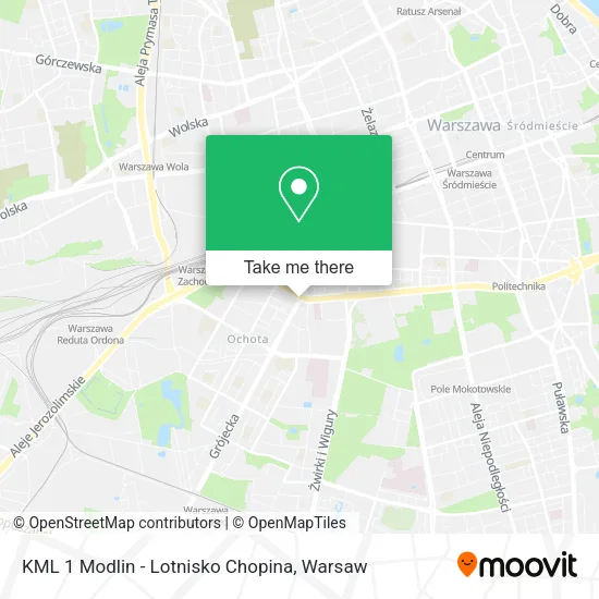 KML 1 Modlin - Lotnisko Chopina map