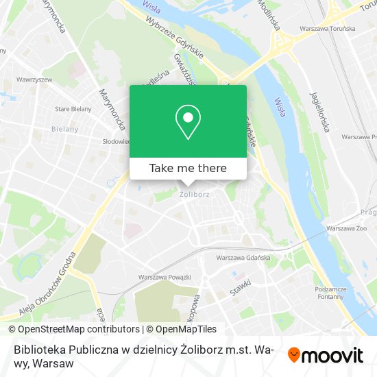 Карта Biblioteka Publiczna w dzielnicy Żoliborz m.st. Wa-wy