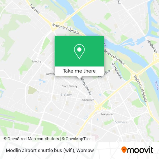 Modlin airport shuttle bus (wifi) map