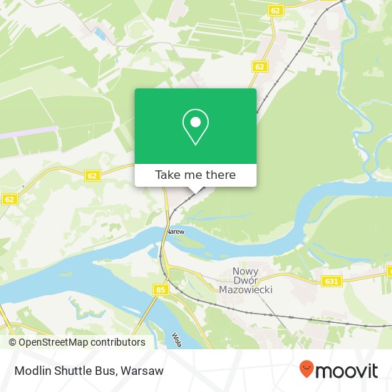 Modlin Shuttle Bus map