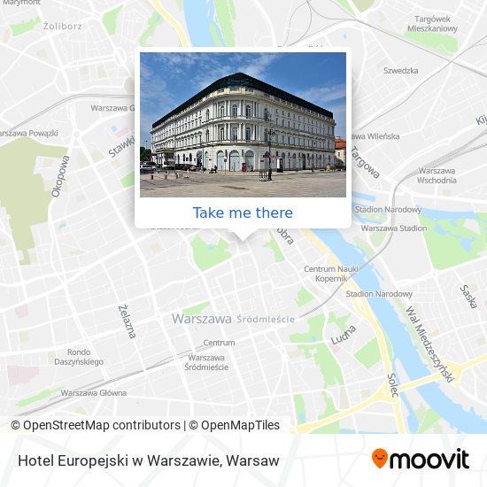 Hotel Europejski w Warszawie map