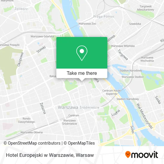 Hotel Europejski w Warszawie map