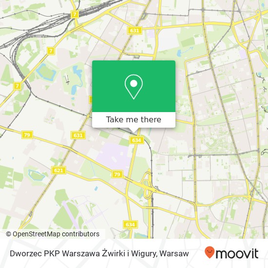 Dworzec PKP Warszawa Żwirki i Wigury map