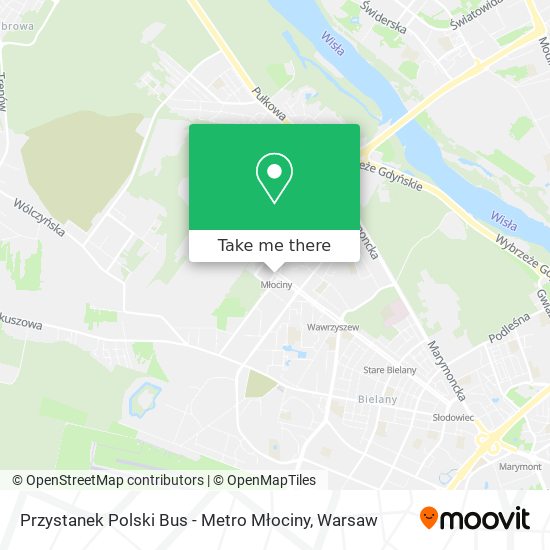 Карта Przystanek Polski Bus - Metro Młociny