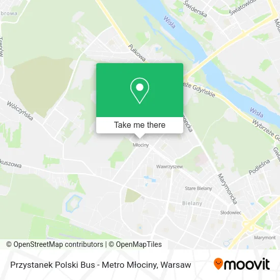 Карта Przystanek Polski Bus - Metro Młociny