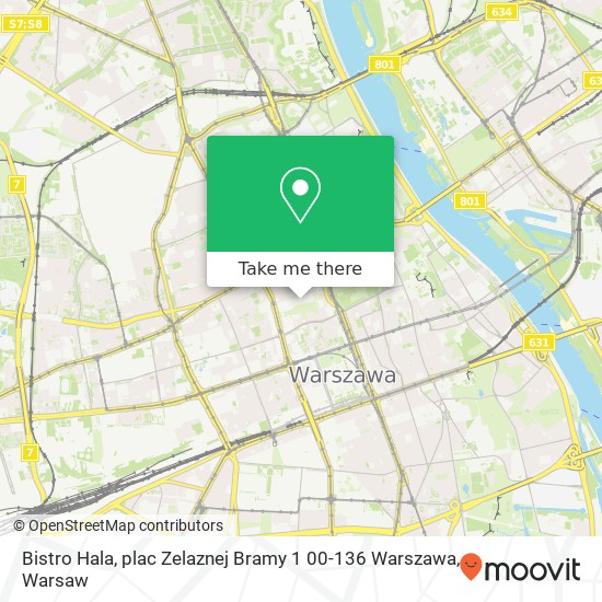 Bistro Hala, plac Zelaznej Bramy 1 00-136 Warszawa map