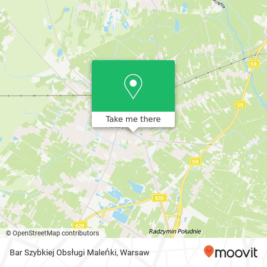 Bar Szybkiej Obsługi Maleńki, ulica Konstytucji 3 Maja 3 05-250 Radzymin map