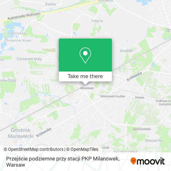 Карта Przejście podziemne przy stacji PKP Milanówek