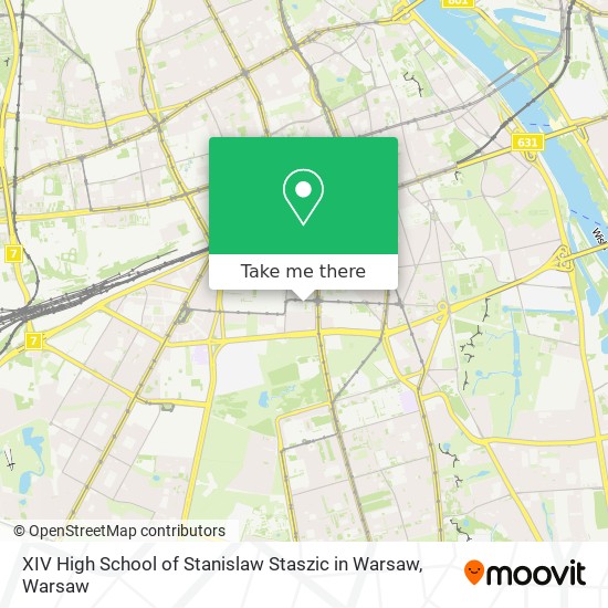 XIV High School of Stanislaw Staszic in Warsaw map