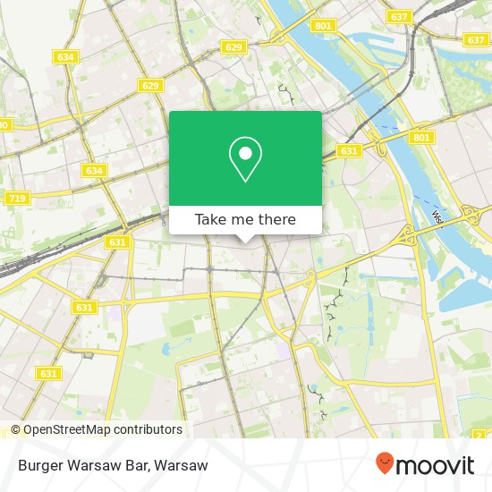 Карта Burger Warsaw Bar, ulica Piekna 56 00-672 Warszawa