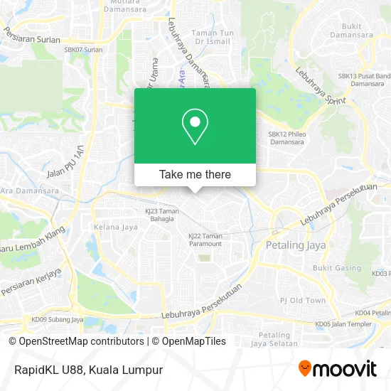 RapidKL U88 map