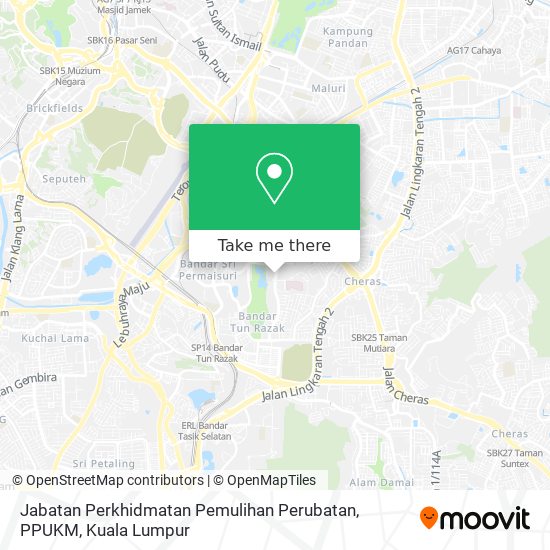 Jabatan Perkhidmatan Pemulihan Perubatan, PPUKM map