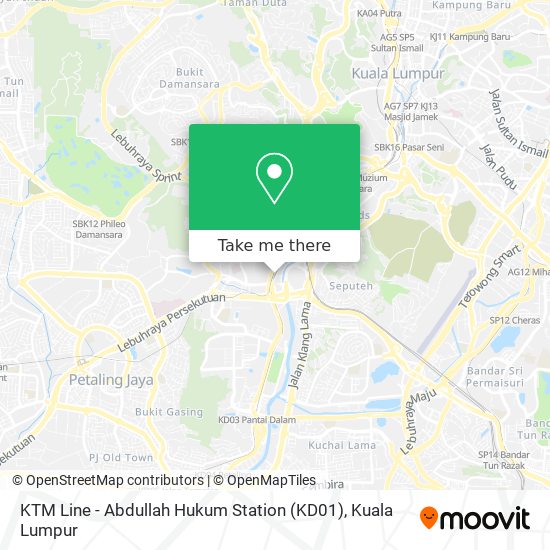 Peta KTM Line - Abdullah Hukum Station (KD01)