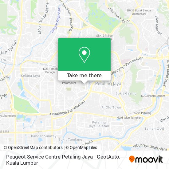 Peta Peugeot Service Centre Petaling Jaya - GeotAuto