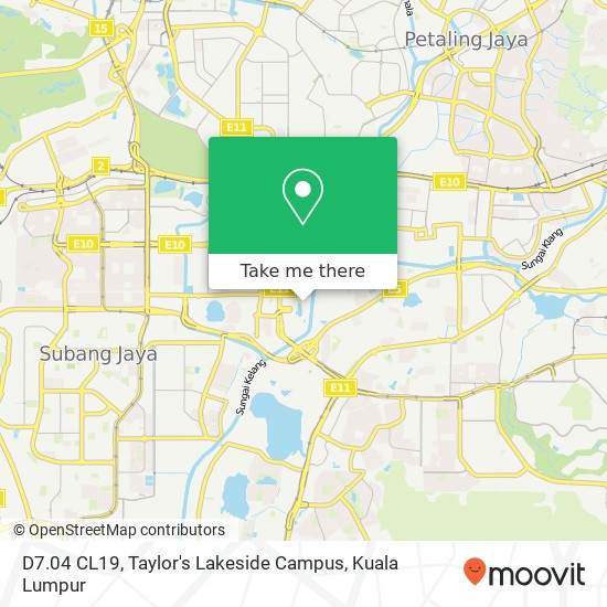 D7.04 CL19, Taylor's Lakeside Campus map