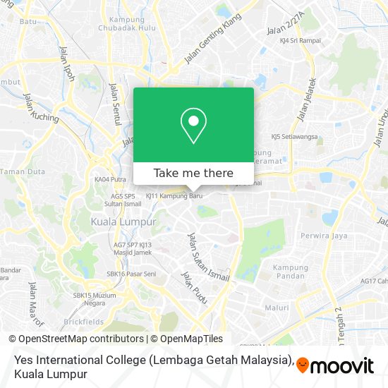 Peta Yes International College (Lembaga Getah Malaysia)