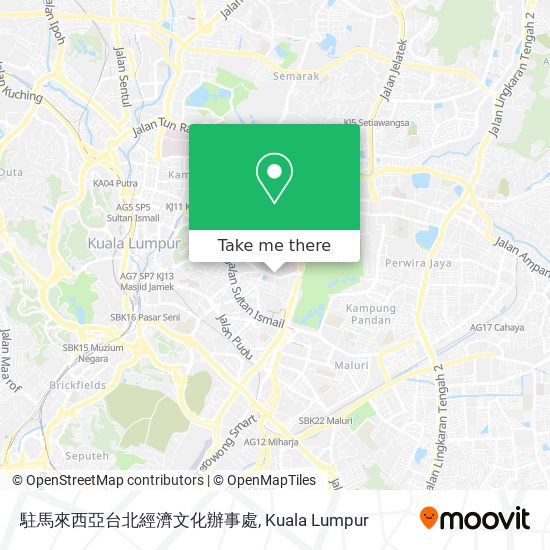 駐馬來西亞台北經濟文化辦事處 map