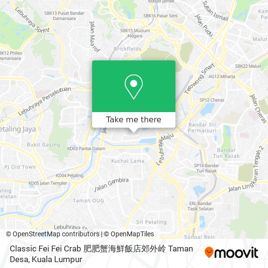 Classic Fei Fei Crab 肥肥蟹海鮮飯店郊外岭 Taman Desa map