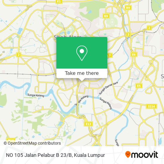 NO 105 Jalan Pelabur B 23/B map