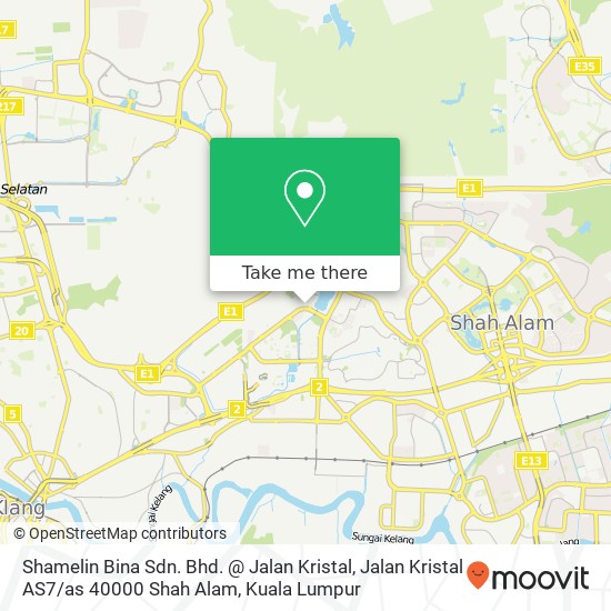 Peta Shamelin Bina Sdn. Bhd. @ Jalan Kristal, Jalan Kristal AS7 / as 40000 Shah Alam