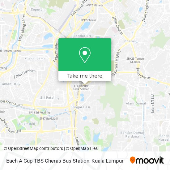 Each A Cup TBS Cheras Bus Station map