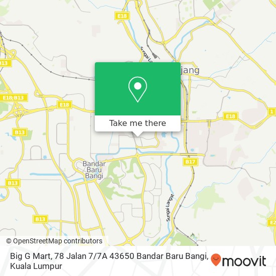 Peta Big G Mart, 78 Jalan 7 / 7A 43650 Bandar Baru Bangi