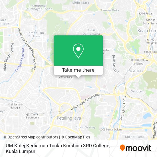 Peta UM Kolej Kediaman Tunku Kurshiah 3RD College