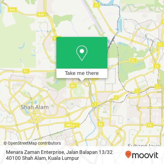 Peta Menara Zaman Enterprise, Jalan Balapan 13 / 32 40100 Shah Alam