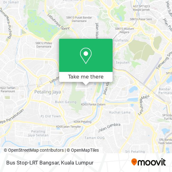 Bus Stop-LRT Bangsar map