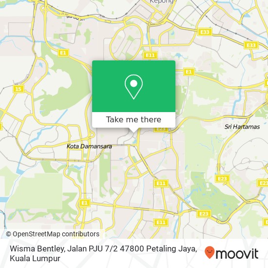 Peta Wisma Bentley, Jalan PJU 7 / 2 47800 Petaling Jaya
