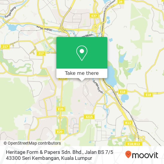 Heritage Form & Papers Sdn. Bhd., Jalan BS 7 / 5 43300 Seri Kembangan map