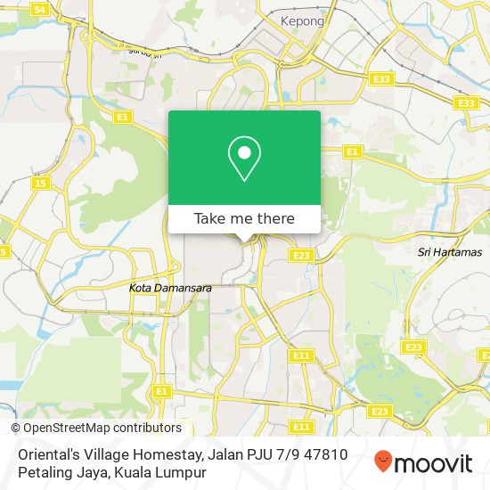 Oriental's Village Homestay, Jalan PJU 7 / 9 47810 Petaling Jaya map